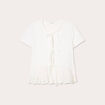 Blouse nouée détails brodés ecru femme