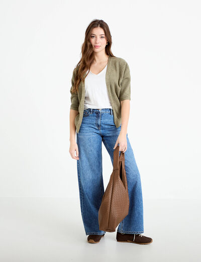 Gilet manches 3/4 vert kaki femme