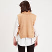 Pull sans manches col roulé beige femme