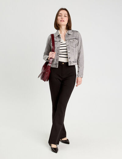 Veste boutonnée en jean denim gris femme