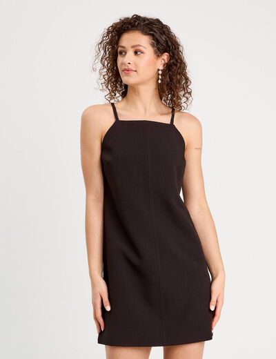 Robe droite bretelles fines noir femme