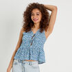 Blouse nouée bleu femme
