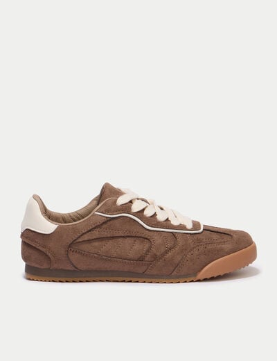 Basket aspect daim beige femme