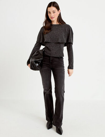 Jean bootcut avec ceinture amovible denim noir femme