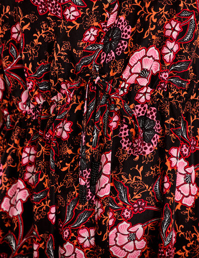 Robe longue &eacute;vas&eacute;e effet satin&eacute;e noir femme