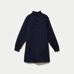 Robe droite col chemise manches longues bleu marine femme