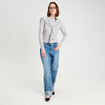 Pull effet 2-en-1 gris fonc&eacute; femme
