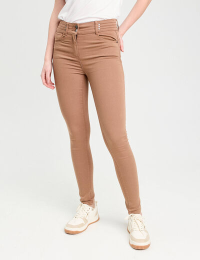 Pantalon skinny push up marron femme