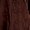 Blouse ample col montant manches longues marron fonc&eacute; femme
