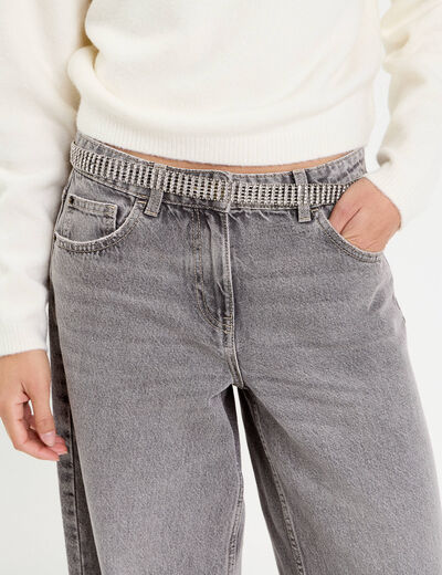 Ceinture &agrave; strass gris argent femme