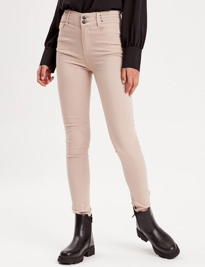 Pantalon skinny push up beige femme