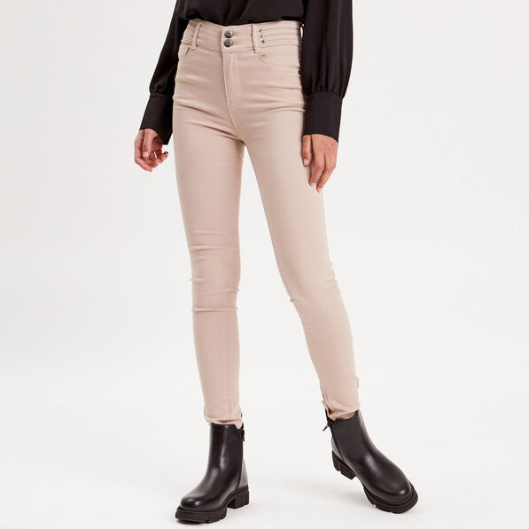 Pantalon skinny push up beige femme