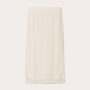 Jupe midi droite crochet ecru femme