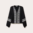 Blouse brod&eacute;e col tunisien noir femme