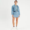 Jupe-short droite en jean denim double stone femme