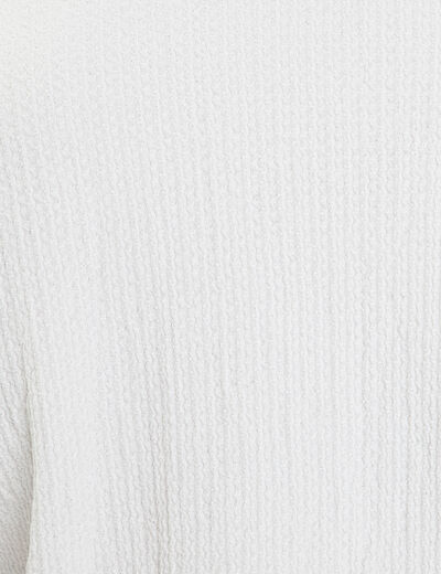 Blouse cropped grand col brod&eacute; ecru femme