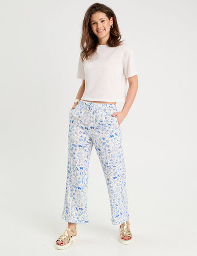Pantalon large bleu roi femme