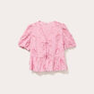 Blouse manches courtes noeuds rose poudrée femme