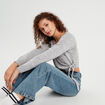 Gilet col cache-coeur noué gris clair femme