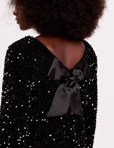 Blouse &agrave; sequins dos nou&eacute; noir femme