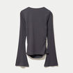 T-shirt ajust&eacute; col rond manches longues gris fonc&eacute; femme