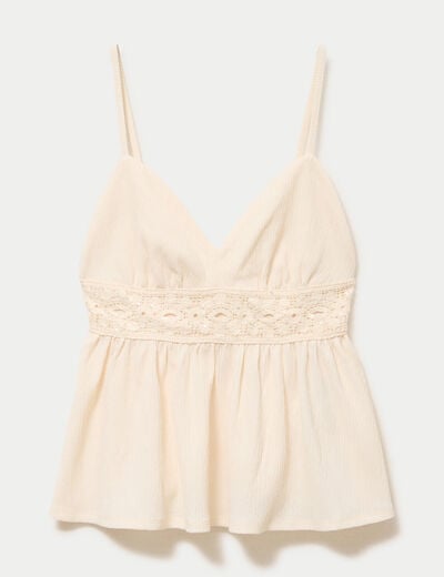 D&eacute;bardeur d&eacute;tail crochet ecru femme