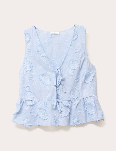 Blouse sans manches nouée bleu femme