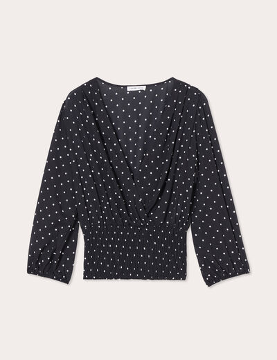Blouse manches 3/4 noir femme