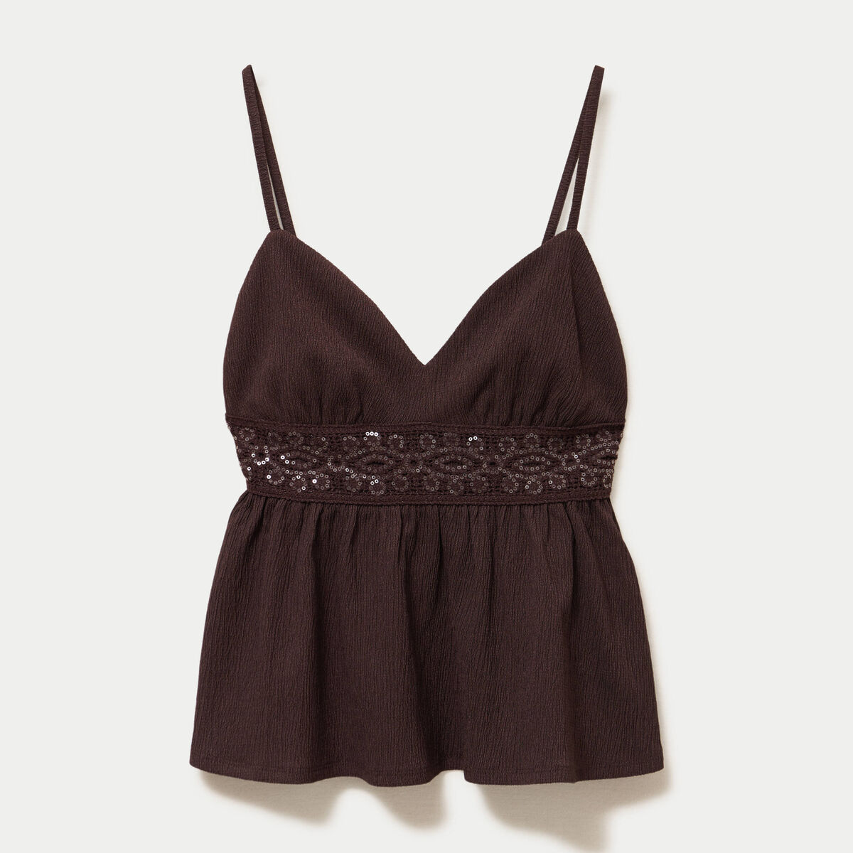 D&eacute;bardeur d&eacute;tail crochet marron fonc&eacute; femme