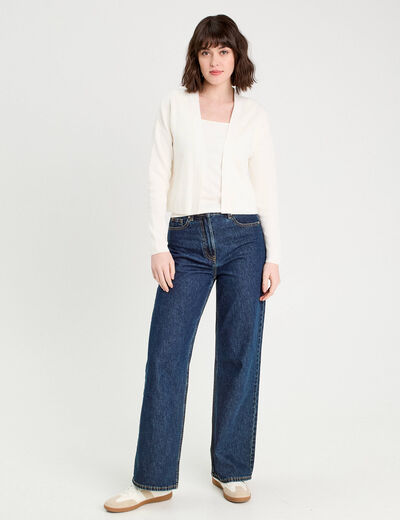 Gilet manches longues ecru femme