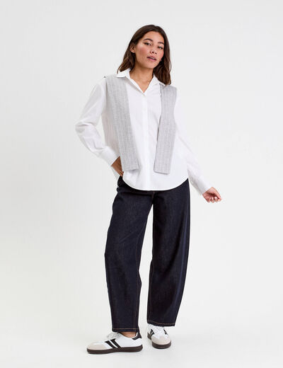 Chemise oversize manches longues blanc femme
