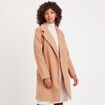 Manteau droit ceinturé camel femme