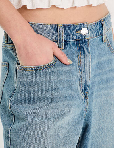 Bermuda large en jean denim double stone femme
