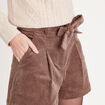 Short paperbag velours taupe femme