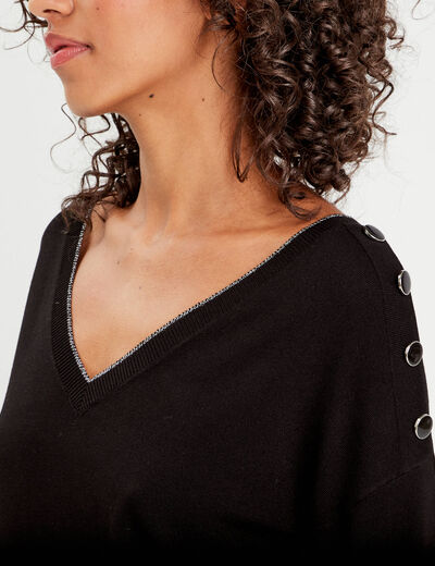 Pull manches longues noir femme