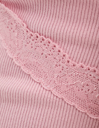 T -shirt manches courtes rose poudrée femme
