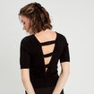 Pull manches courtes noir femme