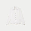 Chemise droite pliss&eacute;e manches longues ecru femme