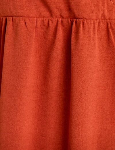 Robe d&eacute;collet&eacute; bretelles &eacute;vas&eacute;e orange fonc&eacute; femme