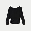 Top droit col bateau manches longues noir femme