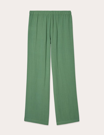 Pantalon large fluide vert femme