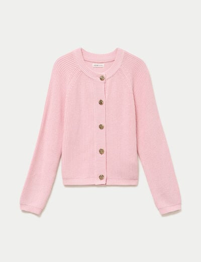 Gilet manches longues rose clair femme