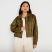 Veste effet boule oversize cropped vert kaki femme