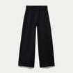 Pantalon large taille haute noir femme