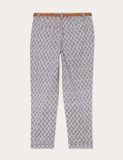 Pantalon chino slim 7/8ème bleu femme