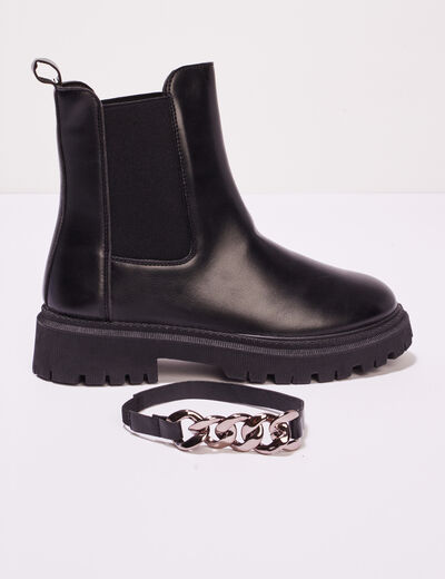 Bottines chelsea avec chaînes noir femme