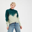 Pull avec sequins vert foncé femme
