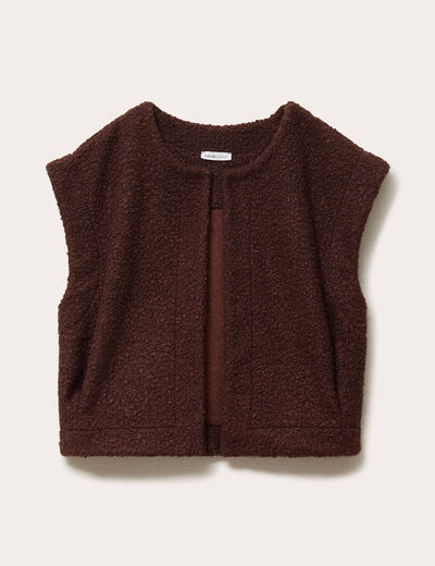Gilet sans manches effet polaire marron fonc&eacute; femme