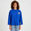 Sweat oversize col rond manches longues bleu electrique femme