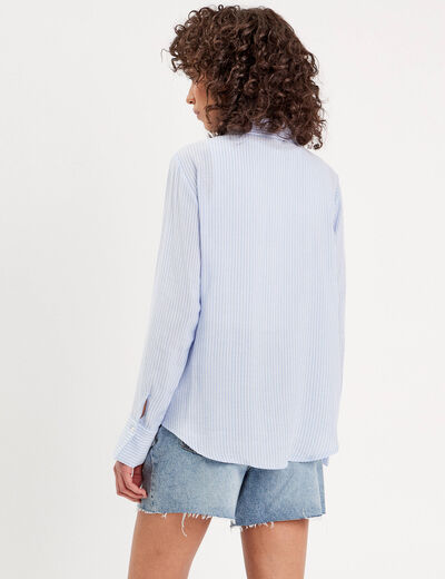 Chemise manches longues bleu femme
